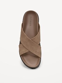Image number 2 showing, Faux-Leather Cross-Strap Slide Sandals for Men