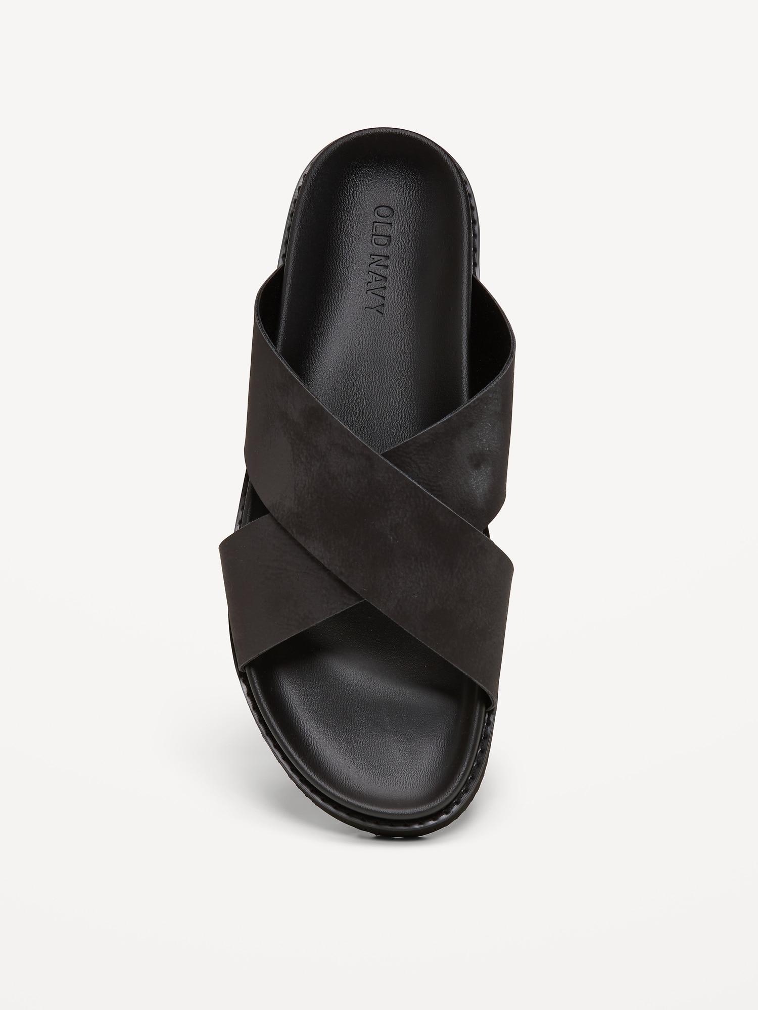 Faux-Leather Cross-Strap Slide Sandals for Men