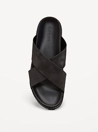 Image number 2 showing, Faux-Leather Cross-Strap Slide Sandals for Men