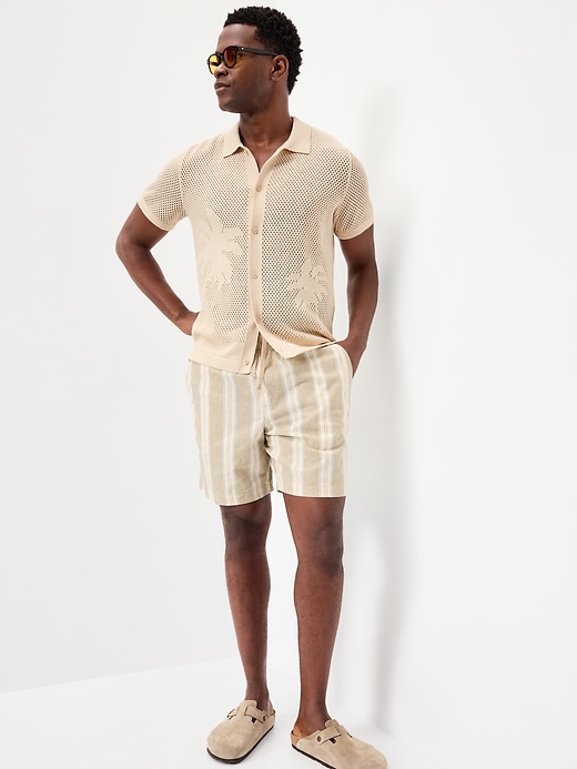 Image number 3 showing, Short-Sleeve Open-Knit Sweater Shirt