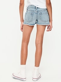 Image number 2 showing, Low-Rise Frayed-Hem Jean Shorts for Girls