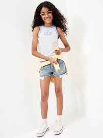 Image number 3 showing, Low-Rise Frayed-Hem Jean Shorts for Girls