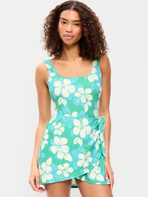 Image number 1 showing, Matte Side-Tie Swim Dress