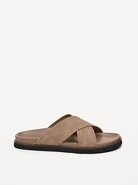 Image number 3 showing, Faux-Leather Cross-Strap Slide Sandals for Men