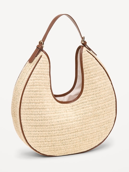 Image number 2 showing, Oversized Raffia Hobo Bag