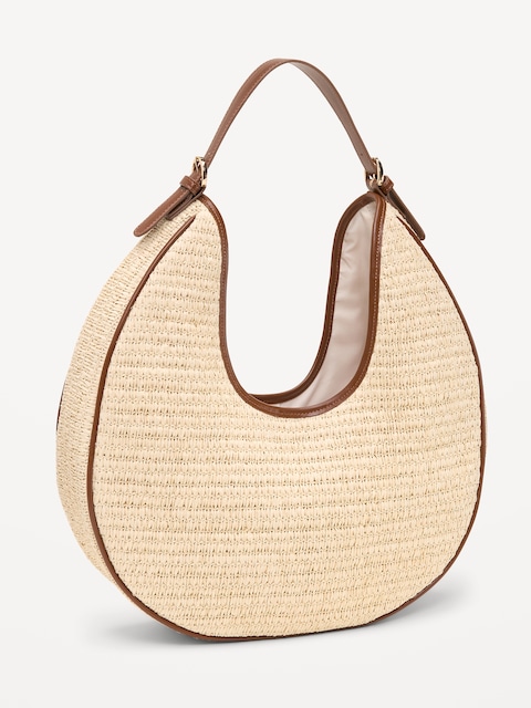 Oversized Raffia Hobo Bag