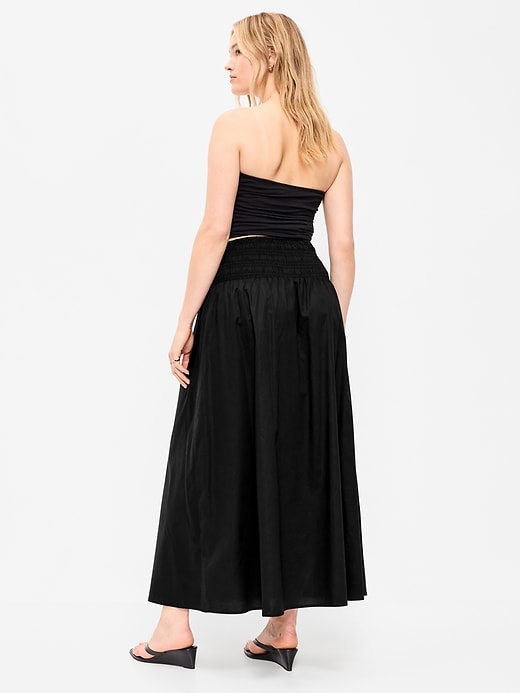 Image number 6 showing, Twill Smocked-Waist Maxi Skirt