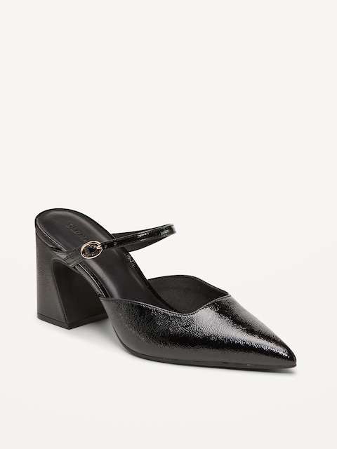 Buckle-Strap Mule Heels for Women