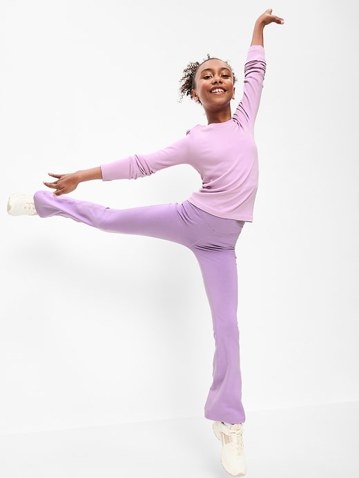Image number 3 showing, High-Waisted PowerChill Crossover Flared Leggings for Girls
