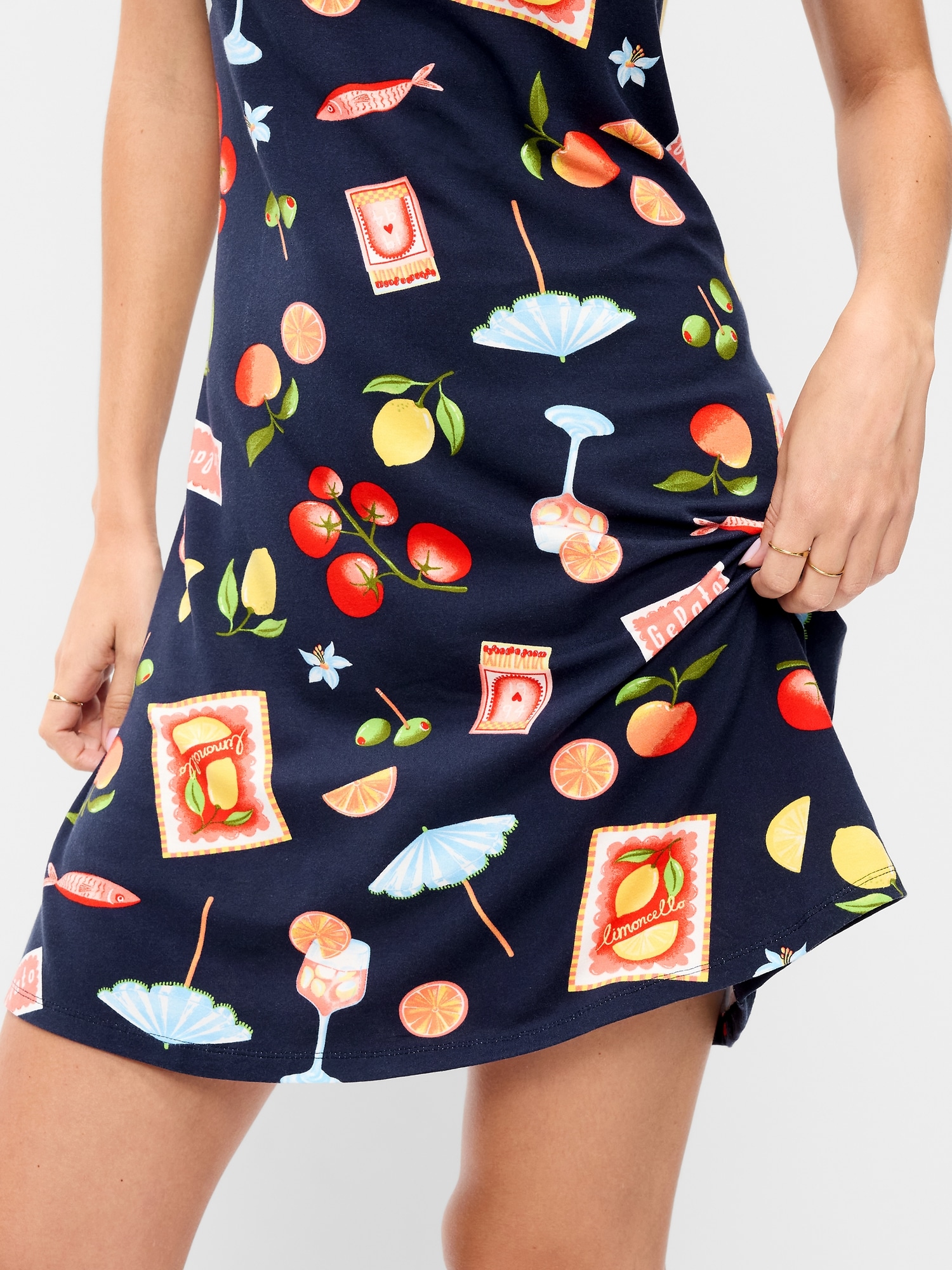 Short-Sleeve Scoop-Neck Mini Dress
