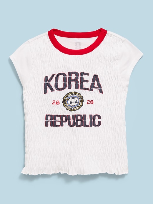 Image number 1 showing, FIFA World Cup 26™ Korea Republic Smocked Graphic T-Shirt for Girls