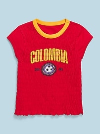 Image number 1 showing, FIFA World Cup 26™ Colombia Smocked Graphic T-Shirt for Girls
