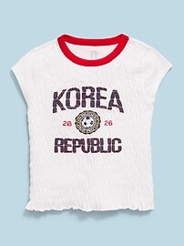 Image number 1 showing, FIFA World Cup 26™ Korea Republic Smocked Graphic T-Shirt for Girls