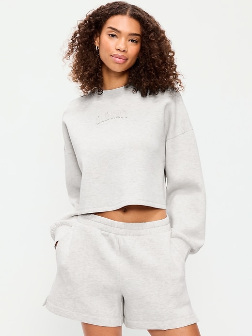 Image number 1 showing, Bounce Fleece Crew-Neck Cropped Sweatshirt