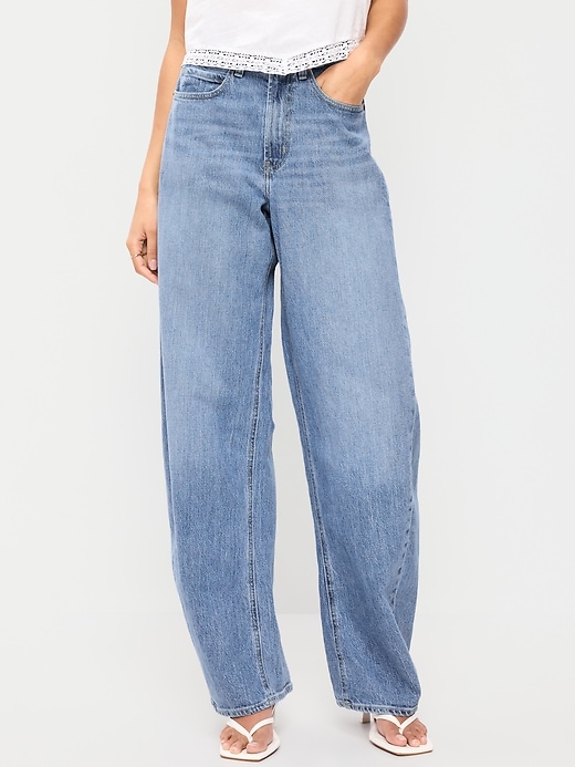 Image number 2 showing, High-Waisted Rounded Wide-Leg Barrel Jeans