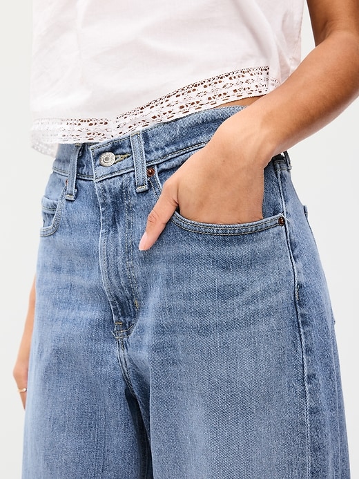 Image number 4 showing, High-Waisted Rounded Wide-Leg Barrel Jeans