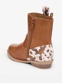 Image number 3 showing, Faux-Leather Side-Zip Western Boots for Toddler Girls