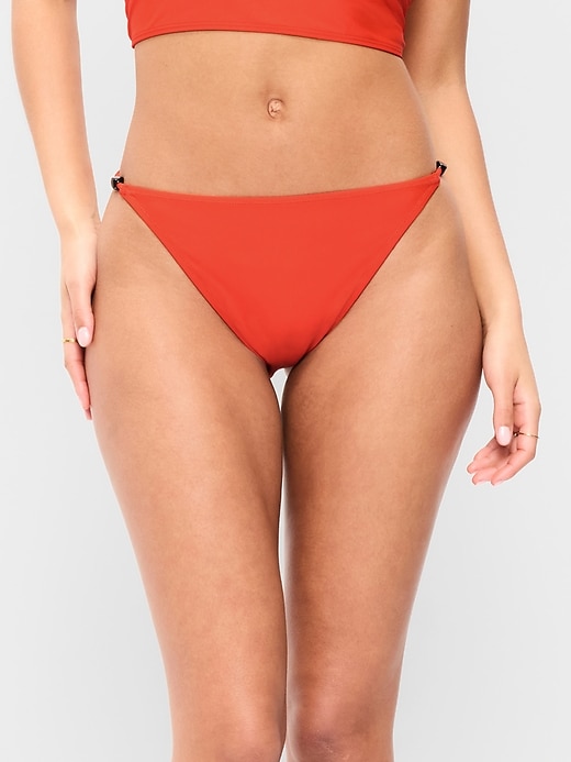 Image number 1 showing, Beaded Mid-Rise Bikini Swim Bottoms