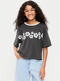 Image number 1 showing, Oversized Short-Sleeve Cropped T-Shirt for Girls
