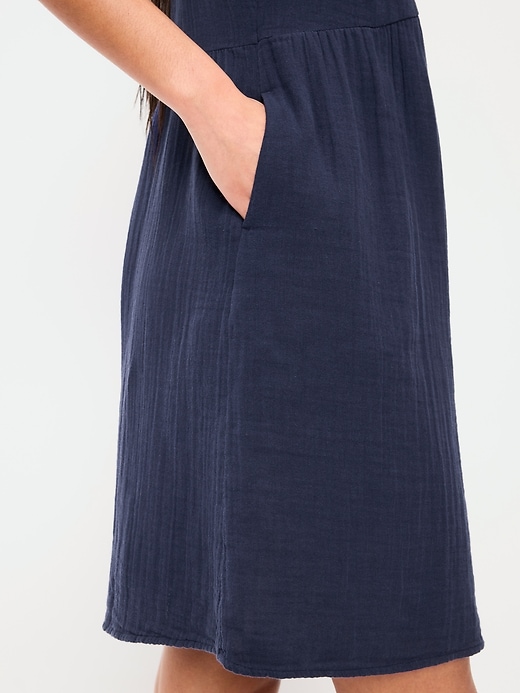 Image number 5 showing, Crinkle Gauze Flutter-Sleeve Mini Swing Dress