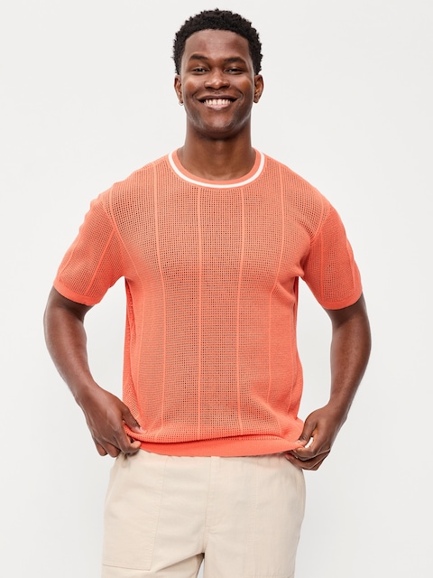 Relaxed Mesh-Knit T-Shirt