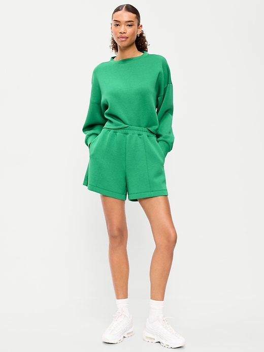 Image number 1 showing, High-Waisted Bounce Fleece Shorts -- 5-inch inseam