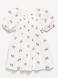 Image number 1 showing, Printed Fit and Flare Puff-Sleeve Smocked Dress for Toddler Girls