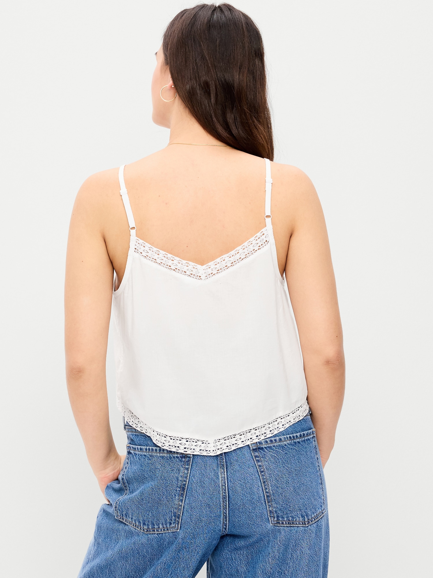 Lace-Trim Scarf Tank Top