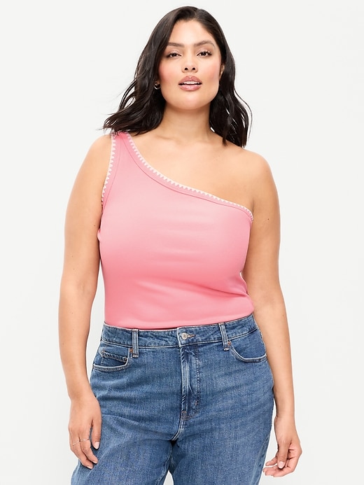 Image number 6 showing, Ribbed One-Shoulder Tank Top