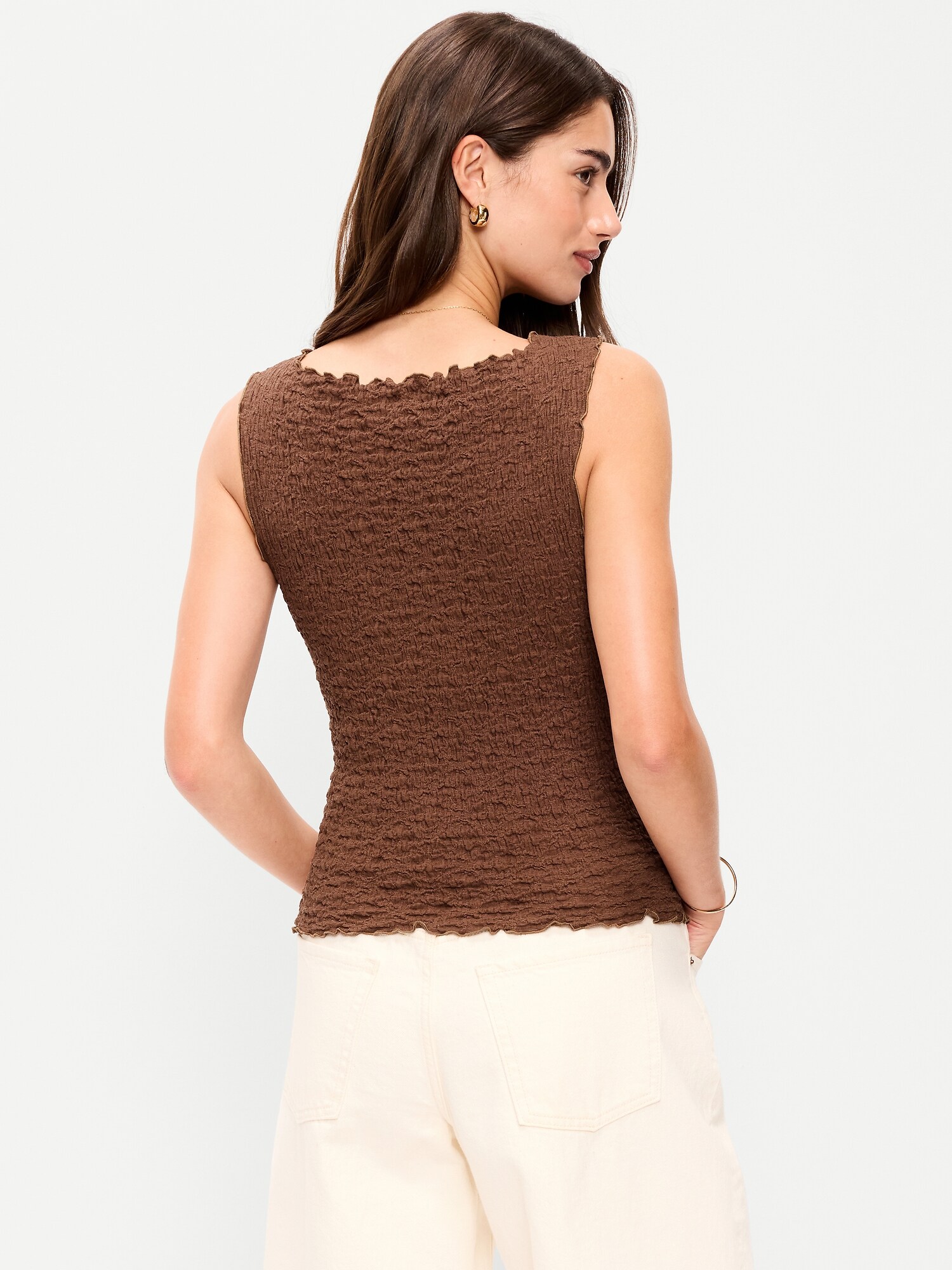 Женский топ Old Navy Sleeveless Smocked Tank Top, цвет: Coco De Mer — фото 2