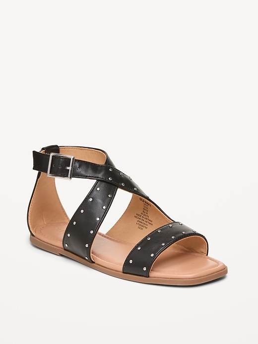 Image number 1 showing, Faux-Leather Gladiator Sandals for Girls