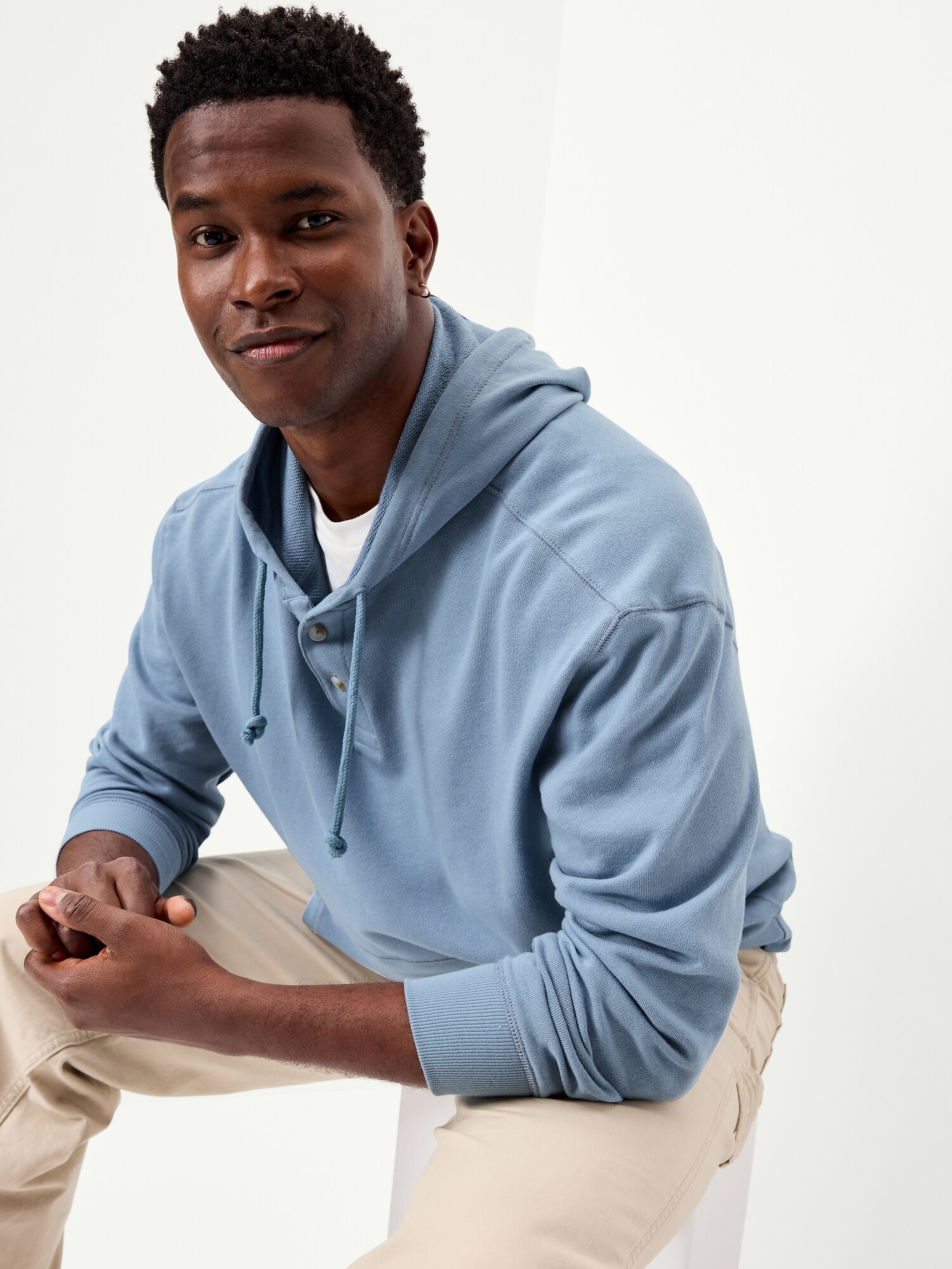 Мужское худи Old Navy French Terry Pullover, цвет: Синий — фото 3