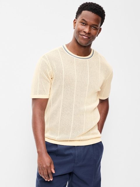 Relaxed Mesh-Knit T-Shirt