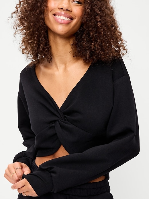 Image number 4 showing, Bounce Fleece Long-Sleeve Twist-Front Top