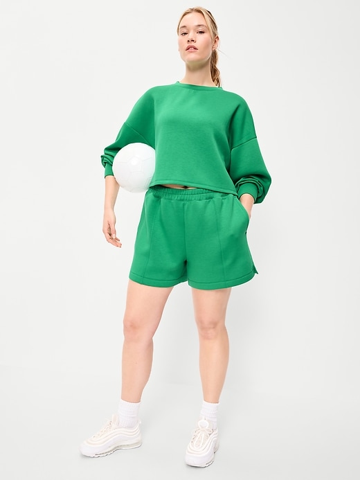 Image number 3 showing, High-Waisted Bounce Fleece Shorts -- 5-inch inseam