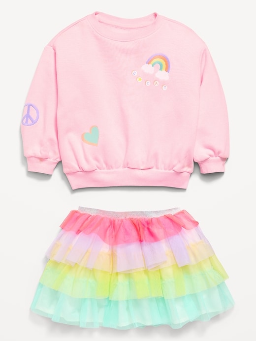 Image number 5 showing, Embroidered Sweatshirt & Tutu Skirt Set for Toddler Girls