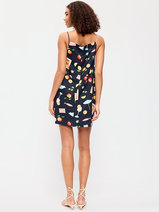 Image number 2 showing, Linen-Blend Apron-Neck Mini Shift Dress