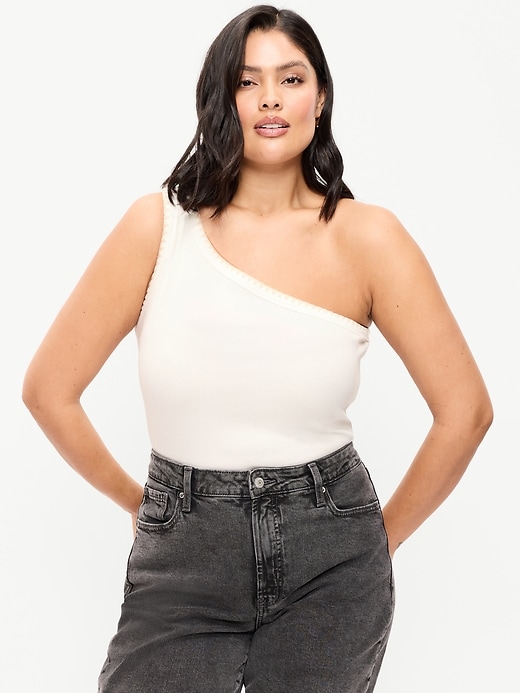 Image number 4 showing, Ribbed One-Shoulder Tank Top