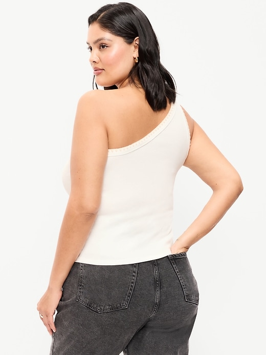 Image number 5 showing, Ribbed One-Shoulder Tank Top