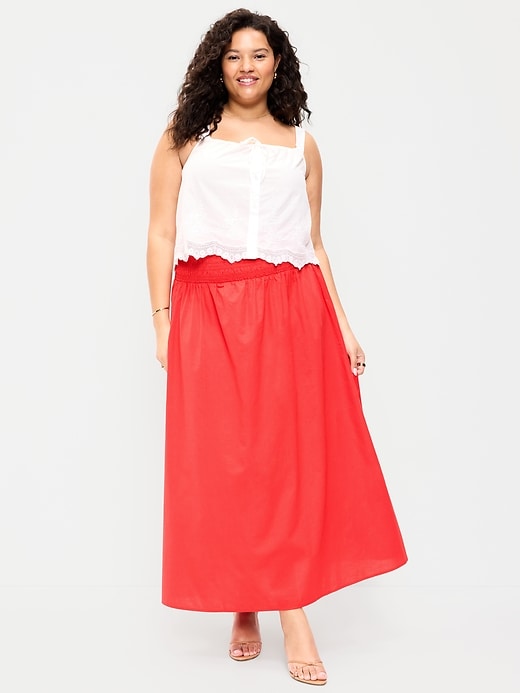 Image number 7 showing, Twill Smocked-Waist Maxi Skirt