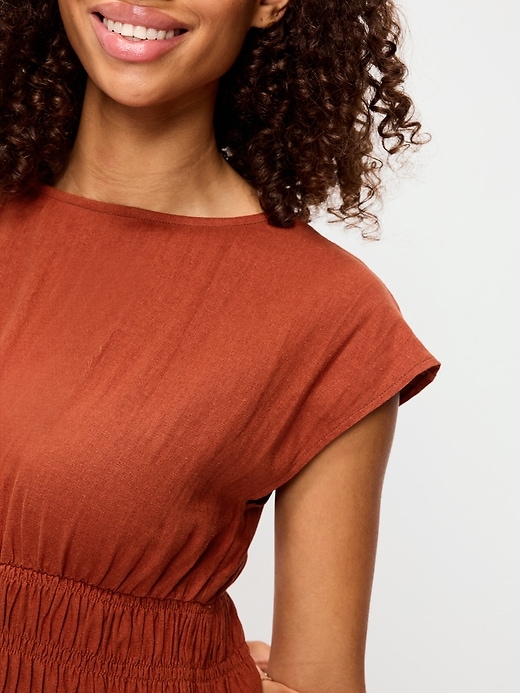 Image number 3 showing, Smocked-Bodice Fit & Flare Mini Dress