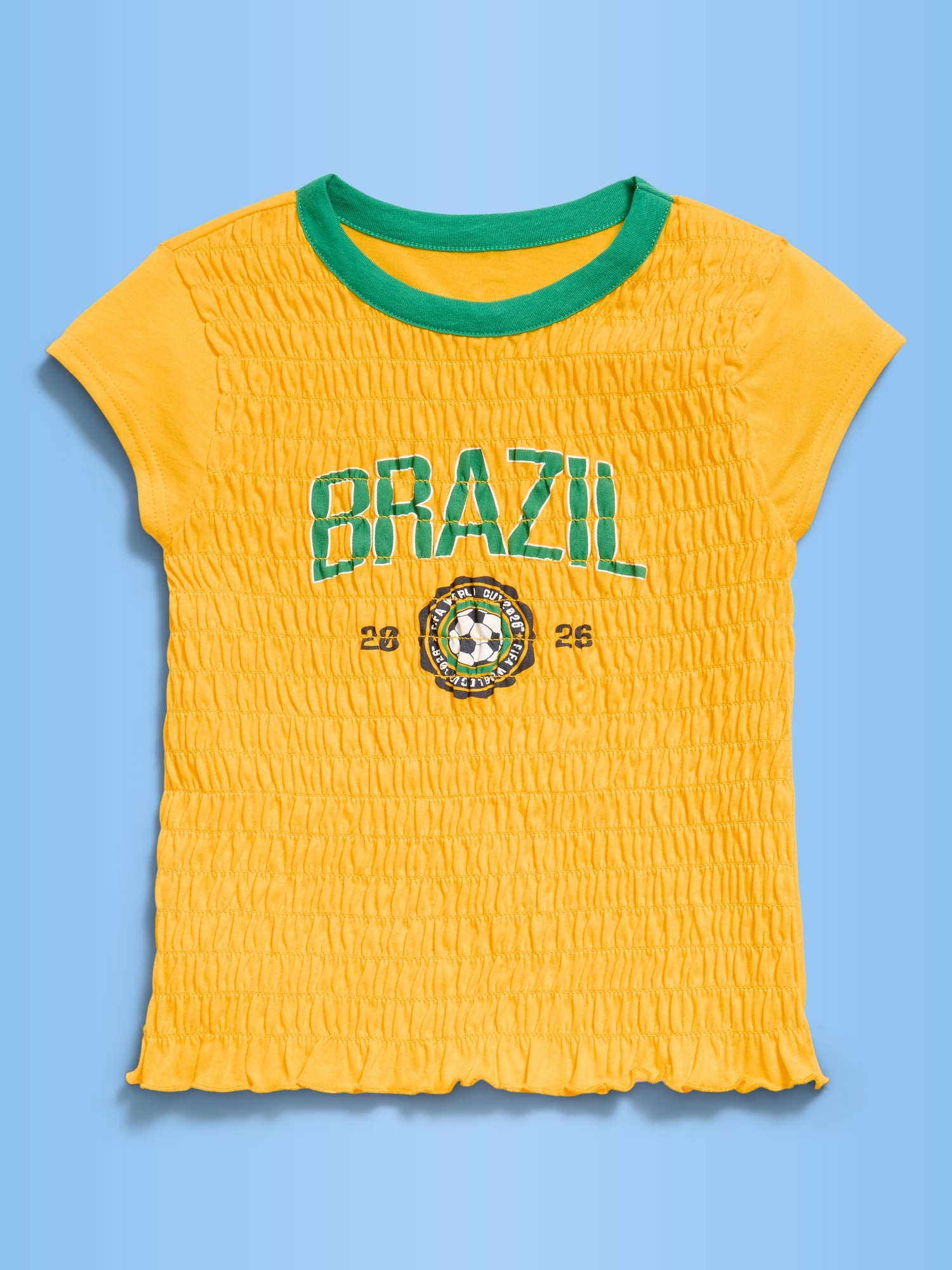 FIFA World Cup 26™ Brazil Smocked Graphic T-Shirt for Girls