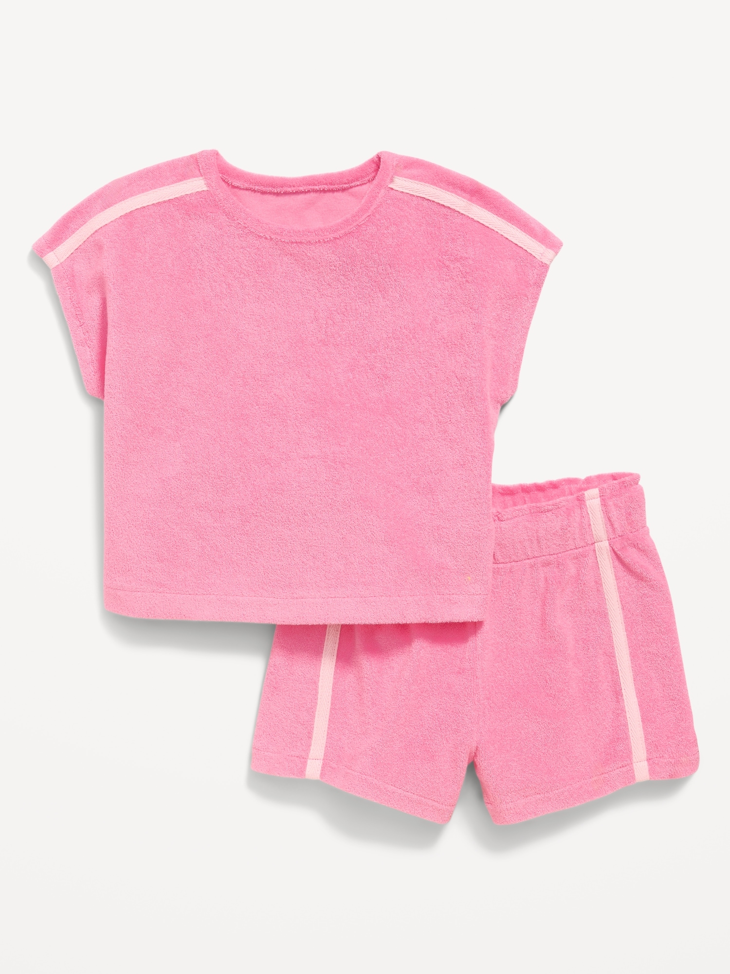 Short-Sleeve Terry Top and Shorts Set for Toddler Girls