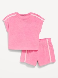 Image number 1 showing, Short-Sleeve Terry Top and Shorts Set for Toddler Girls