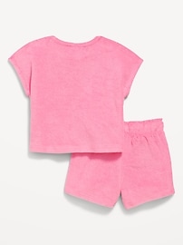 Image number 3 showing, Short-Sleeve Terry Top and Shorts Set for Toddler Girls