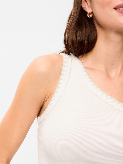 Image number 3 showing, Ribbed One-Shoulder Tank Top