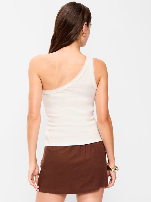 Image number 2 showing, Ribbed One-Shoulder Tank Top