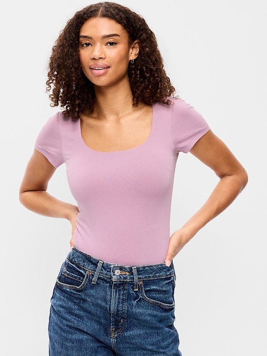 Image number 1 showing, Hug Double-Layer Scoop-Neck Top