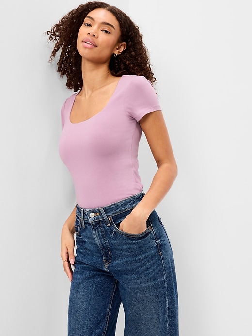 Image number 3 showing, Hug Double-Layer Scoop-Neck Top