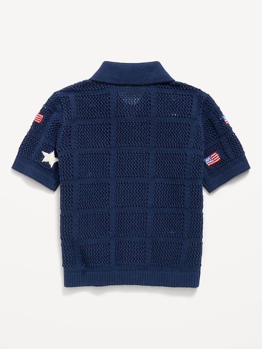 Image number 3 showing, Oversized Short-Sleeve Crochet-Knit Shirt for Toddler Boys